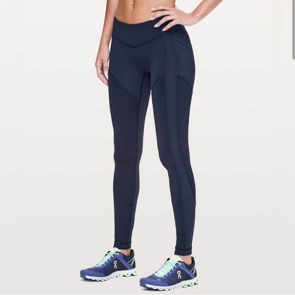 LULULEMON ATHLETIC Navy True Blue Low Rise All the Right Places Pocket Leggings - Picture 1 of 5